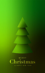 Minimalist design featuring layered green trees against gradient background, festive. Design template for website, social media, flyer, banner etc.