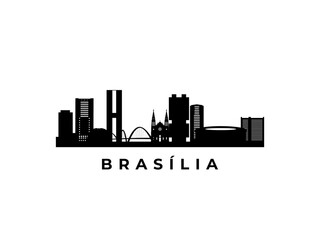 Vector Brasilia skyline. Travel Brasilia famous landmarks. Business and tourism concept for presentation, banner, web site.