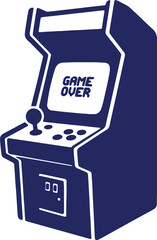 Vintage Arcade Game Machine with Game Over Text on Screen Illustration