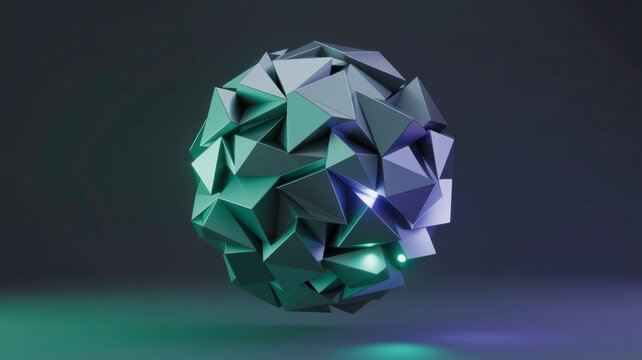 Abstract Geometrical Sphere with Triangle Facets a Modern Minimalist 3D Rendering