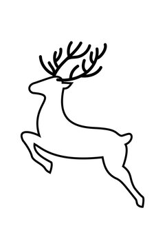 Christmas reindeer outline, silhouette in a leaping pose. Ideal for holiday cards, seasonal decorations, gift tags, winter‑theme designs, and festive designs. High-res PNG