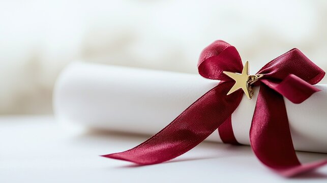 Rolled diploma with ribbon