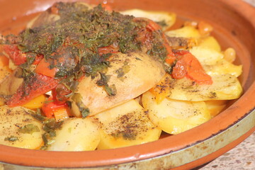 Moroccan Tagine or Tajine Close Up, Traditional Moroccan Food