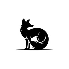 Elegant black fox silhouette on white background, perfect for branding, logos, and nature-themed designs seeking a sleek, modern aesthetic.