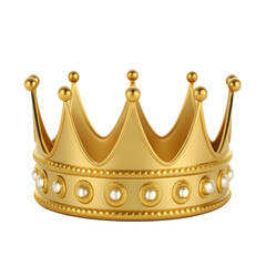 A golden crown with pearls isolated on transparent background