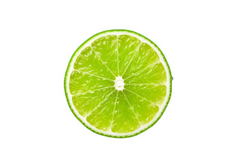 fresh round slice of lime with waterdrops, isolated on white or transparent background. PNG