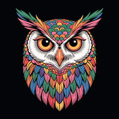 Quotcolorful owl with intricate mandala feather patternsquot