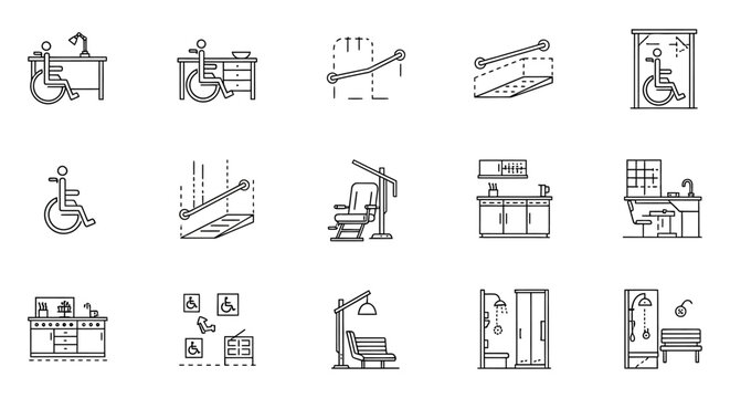 accessible design illustrating wheelchair-friendly environments equipment for disabilities promoting inclusivity  universal accessibility in public spaces