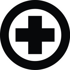 Obraz premium Black medical cross in circle icon