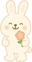 Cartoon Rabbit with Flower