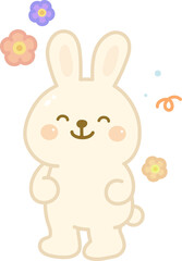 Cartoon Rabbit with Flower