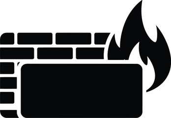 Firewall security concept brick wall burning