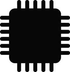 Black cpu microchip icon
