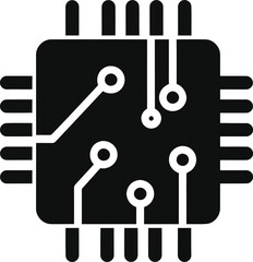 Black microchip icon technology circuit board innovation