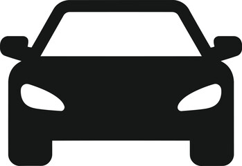 Modern car icon front view black silhouette