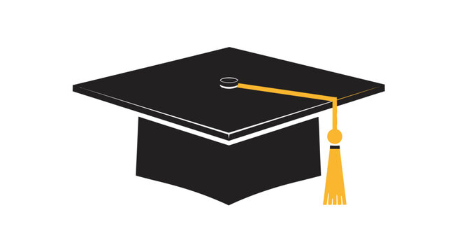 A simple graphic of a square academic cap with a gold tassel, often used to symbolize graduation and achievement