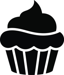 Black cupcake icon with swirl frosting