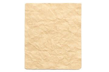 Crumpled aged paper texture creating an old parchment background, empty sheet with vintage grunge effect and transparent background