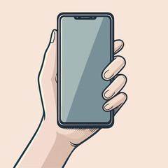 flat illustration of hand holding cellphone