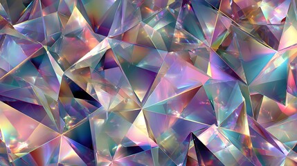 Abstract holographic crystal background with vibrant rainbow refractions and geometric facets