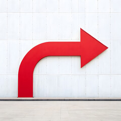 Red arrow pointing right on a white wall, symbolizing direction and guidance