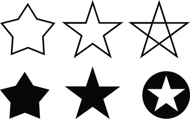 Fototapeta premium Vector Collection of six different star shapes and styles representing concepts of achievement and recognition