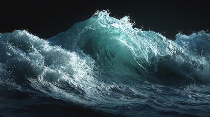Majestic blue-green ocean wave cresting with powerful splash and white foamy spray