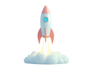 3d minimal rocket launching. business start-up concept. 3d rendering illustration.