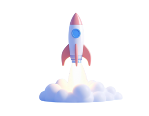 3d minimal rocket launching. business start-up concept. 3d rendering illustration.  