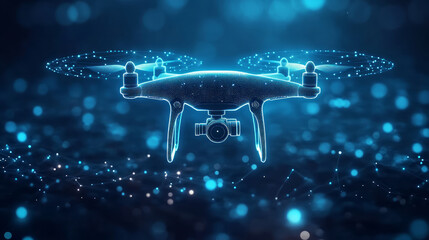 Holographic projection technology background for intelligent drones, low-altitude economy concept