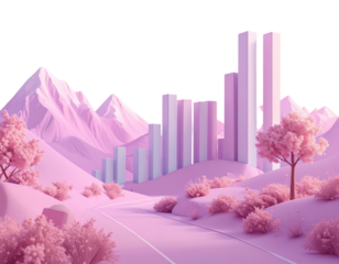 3d minimal trading charts. Stock market rising. Stock market analysis. Mini stock mar