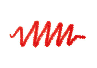 Vibrant red textured zig-zag line on transparant background illustrating dynamic energy or abstract wave pattern