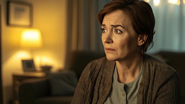 A heartfelt discussion unfolds as a person shares their emotions and thoughts in a warm, inviting living room atmosphere