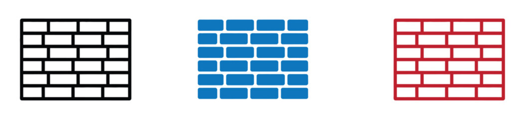 Brick wall icon. Stone block barrier symbol. Construction facade brickwork vector illustration. Perspective brick wall texture sign. Masonry building pictogram. Architecture concept isolated.