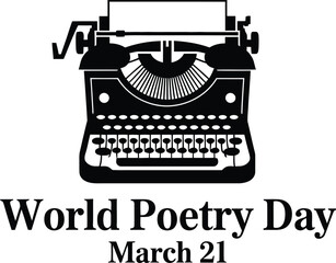 World Poetry Day with vintage typewriter poem writing