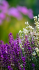 Naklejka premium Vibrant Purple Flowers Blooming in a Sunny Garden During Springtime