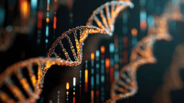 molecular DNA helix genetic data stream - Powered by Adobe