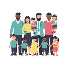 Obraz premium Diverse Families and Children Illustration.