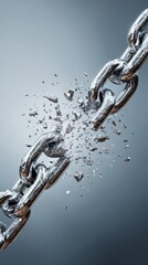 Chain Breaking Into Pieces Showcasing Strength and Destruction in Close-Up View