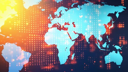 Digital world map with glowing dots and connections - Powered by Adobe