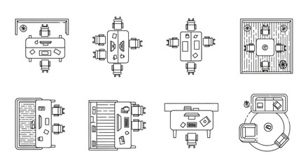 office layout plan top-down view of different office setups ideal for architecture and interior design projects showcasing spatial planning ergonomics