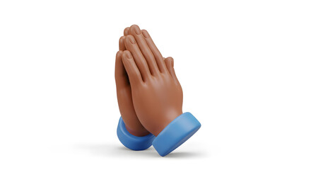 Praying hands emoji with blue cuffs, symbolizing faith, hope, and spirituality in a modern style
