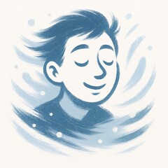 Peaceful face in winter brushstroke