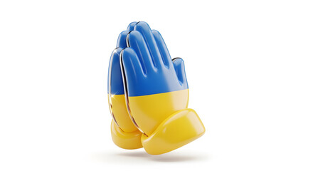 Praying hands in Ukrainian colors symbolize hope and solidarity for a nation in crisis