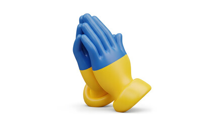 Praying hands in Ukrainian flag colors symbolize hope and resilience for a nation in need