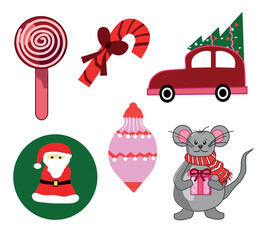 Christmas New Year Holiday Element Vector Collection Set Isolated Icons