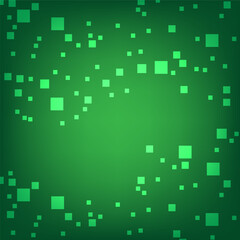 Technology pixel digital data squares and blocks pattern design on green gradient vector background