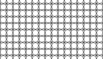 Minimal black line floral geometric seamless pattern – modern abstract grid background