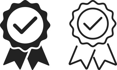 Award and Achievement Badge icon set. Winner Emblem Reward Symbols. Quality Assurance Mark and Verified Seal sign.  Trophy, Recognition signs