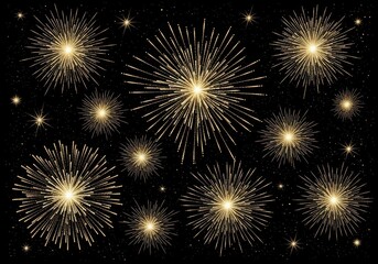 Naklejka premium Golden fireworks exploding in the night sky, celebrating a special occasion